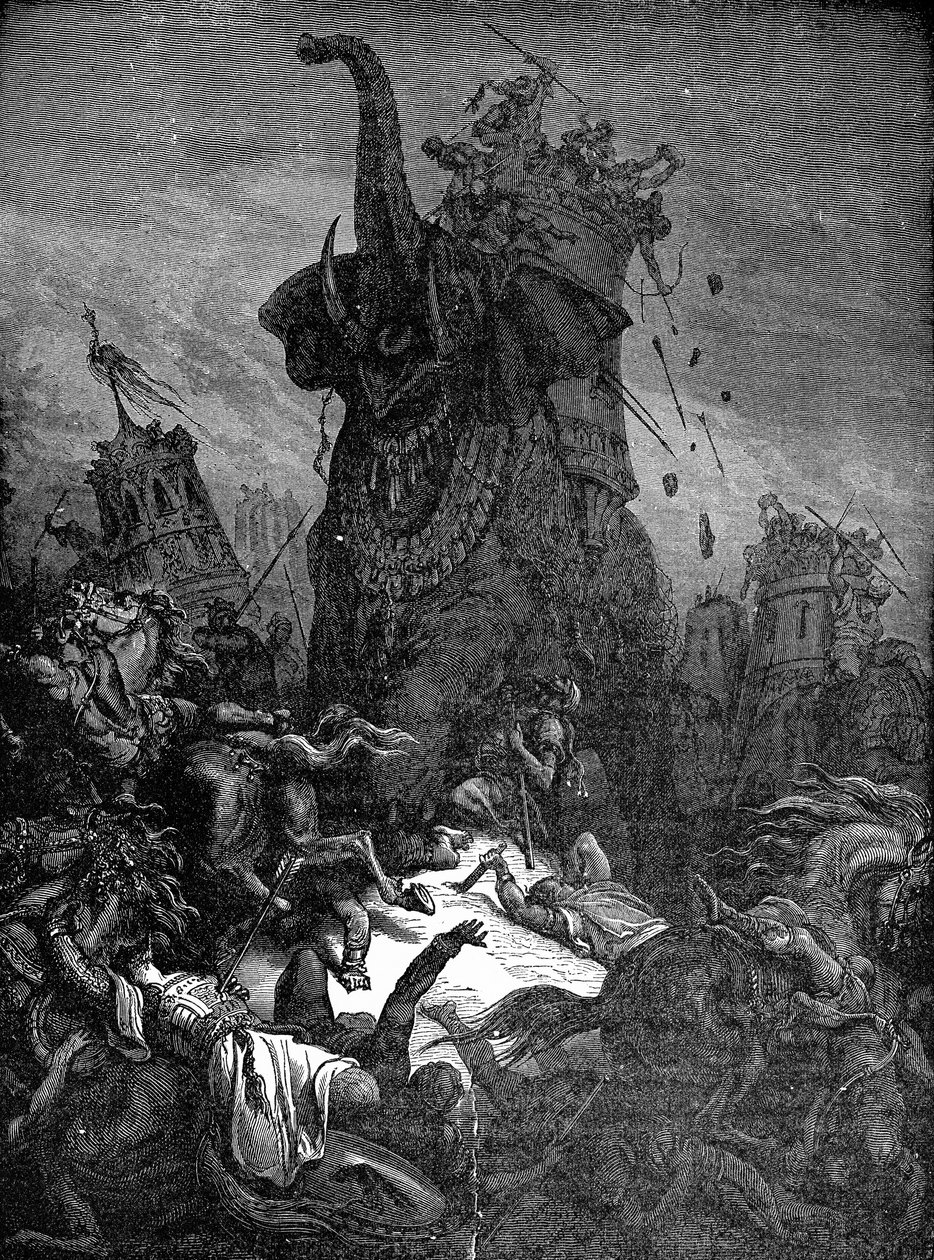 Eleazar wird vom Elefanten getötet, 1888 von Gustave Dore