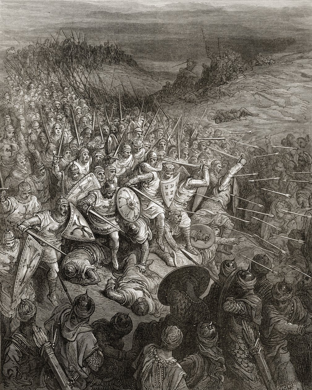 Gottfrieds Soldaten durchbrechen die muslimische Armee, Illustration aus 