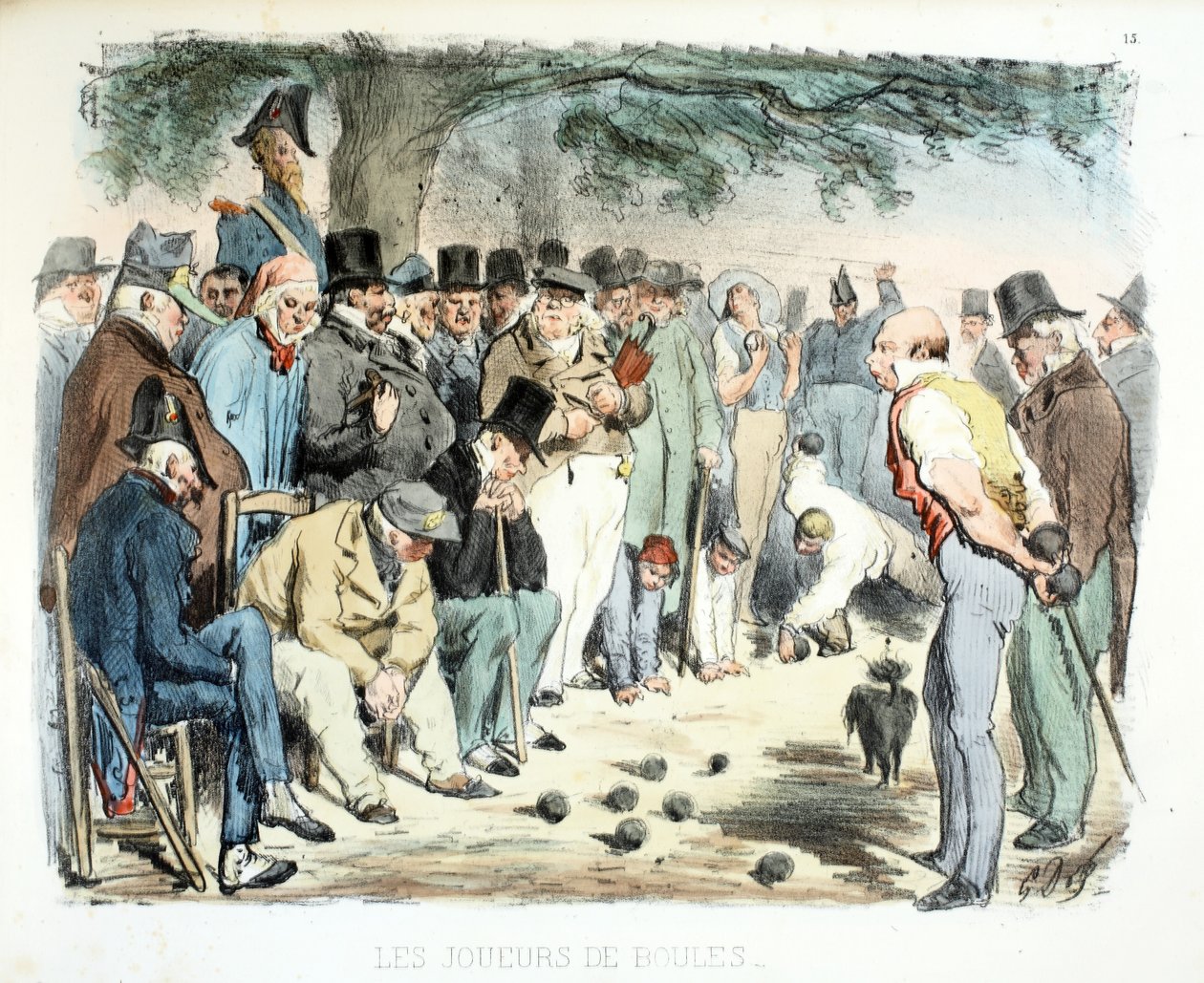 Die Boulespieler, Die verschiedenen öffentlichen Plätze von Paris, 1854 von Gustave Dore
