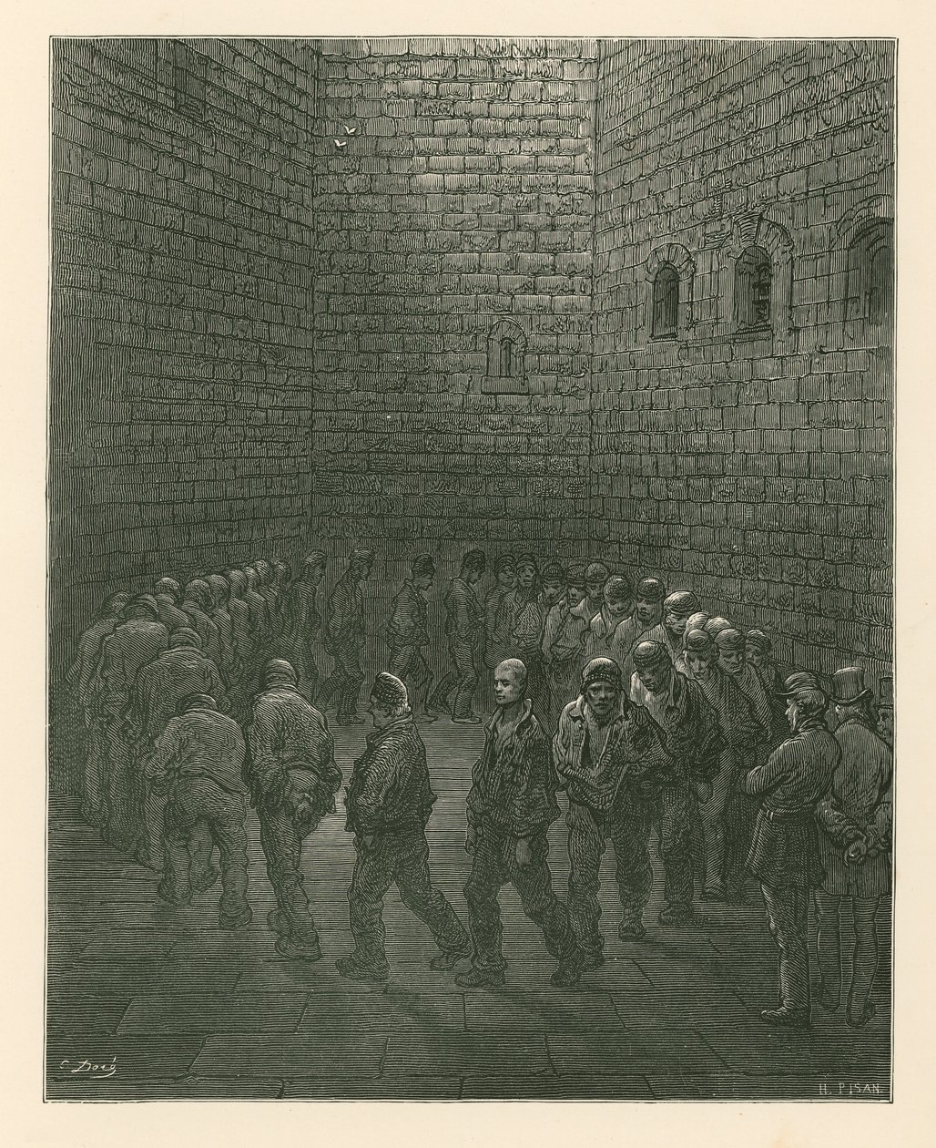 Gefangene im Übungshof des Newgate-Gefängnisses von Gustave Dore