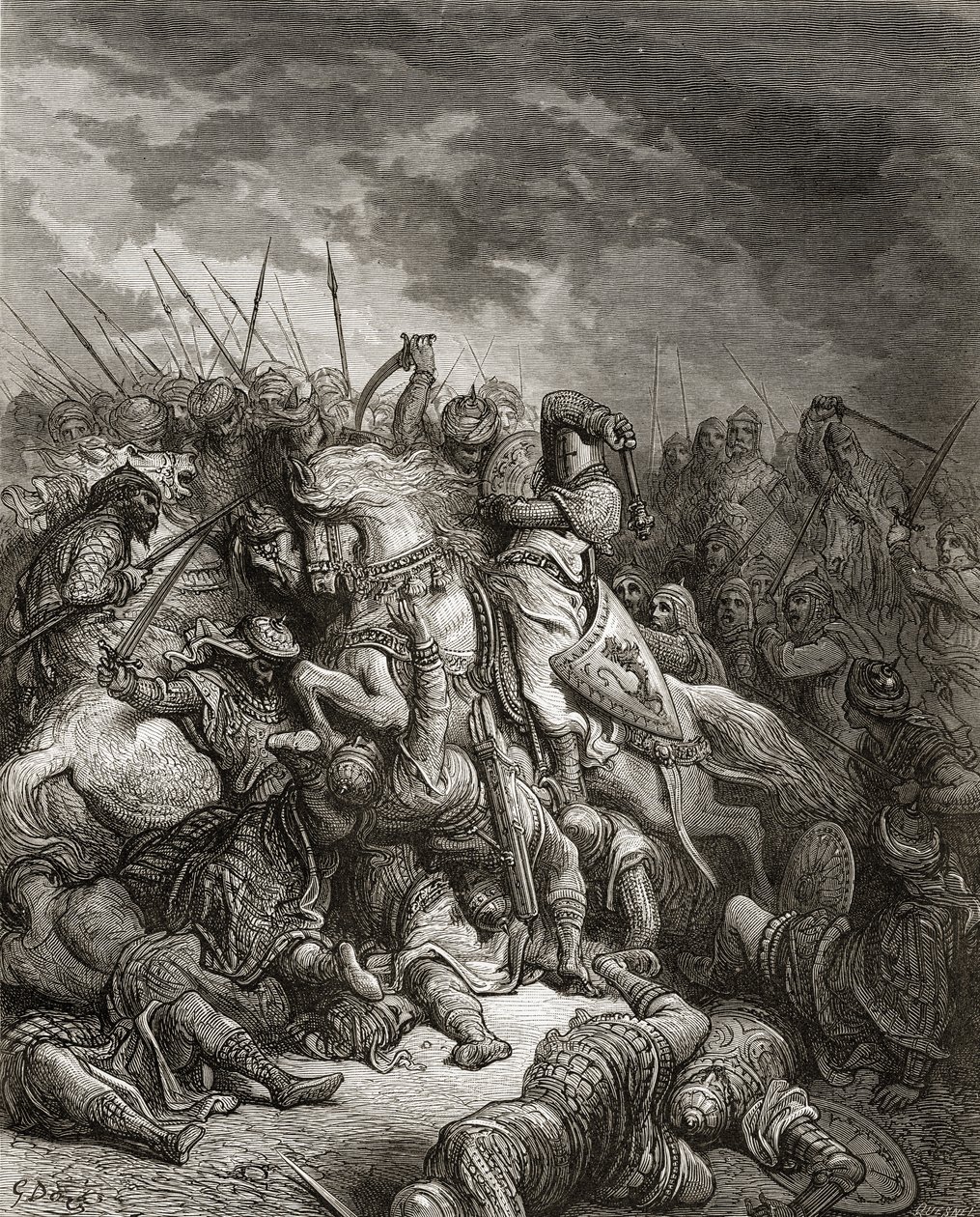 Richard I. (1157-99) Löwenherz in der Schlacht bei Arsuf 1191, Illustration aus 
