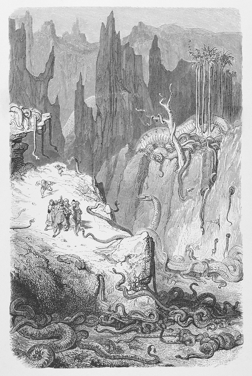 Sindbad unter den Schlangen, ca. 1868 von Gustave Dore
