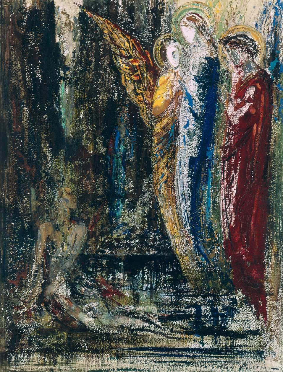 Hiob und die Engel, ca.1890 von Gustave Moreau