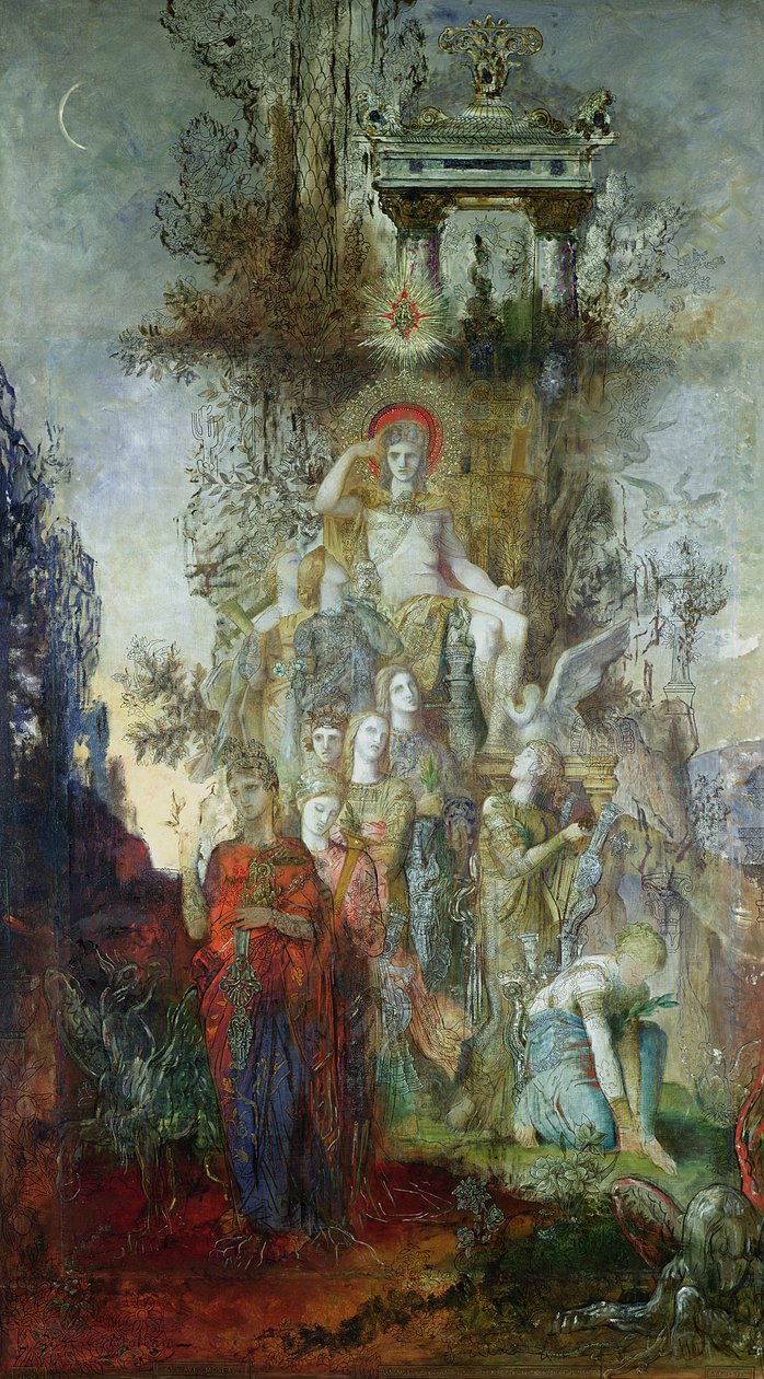 Die Musen verlassen ihren Vater Apollo, um hinauszugehen und die Welt zu erleuchten, 1868 von Gustave Moreau