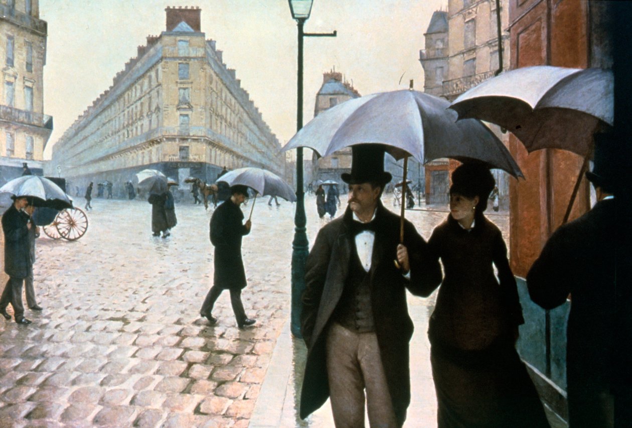 Pariser Straße bei Regenwetter, 1877 von Gustave Caillebotte