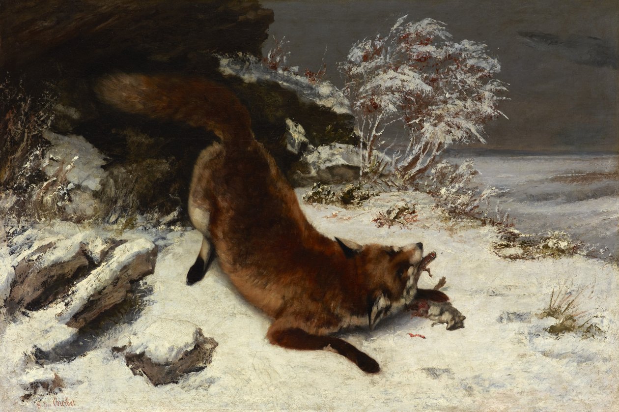 Fuchs im Schnee von Gustave Courbet