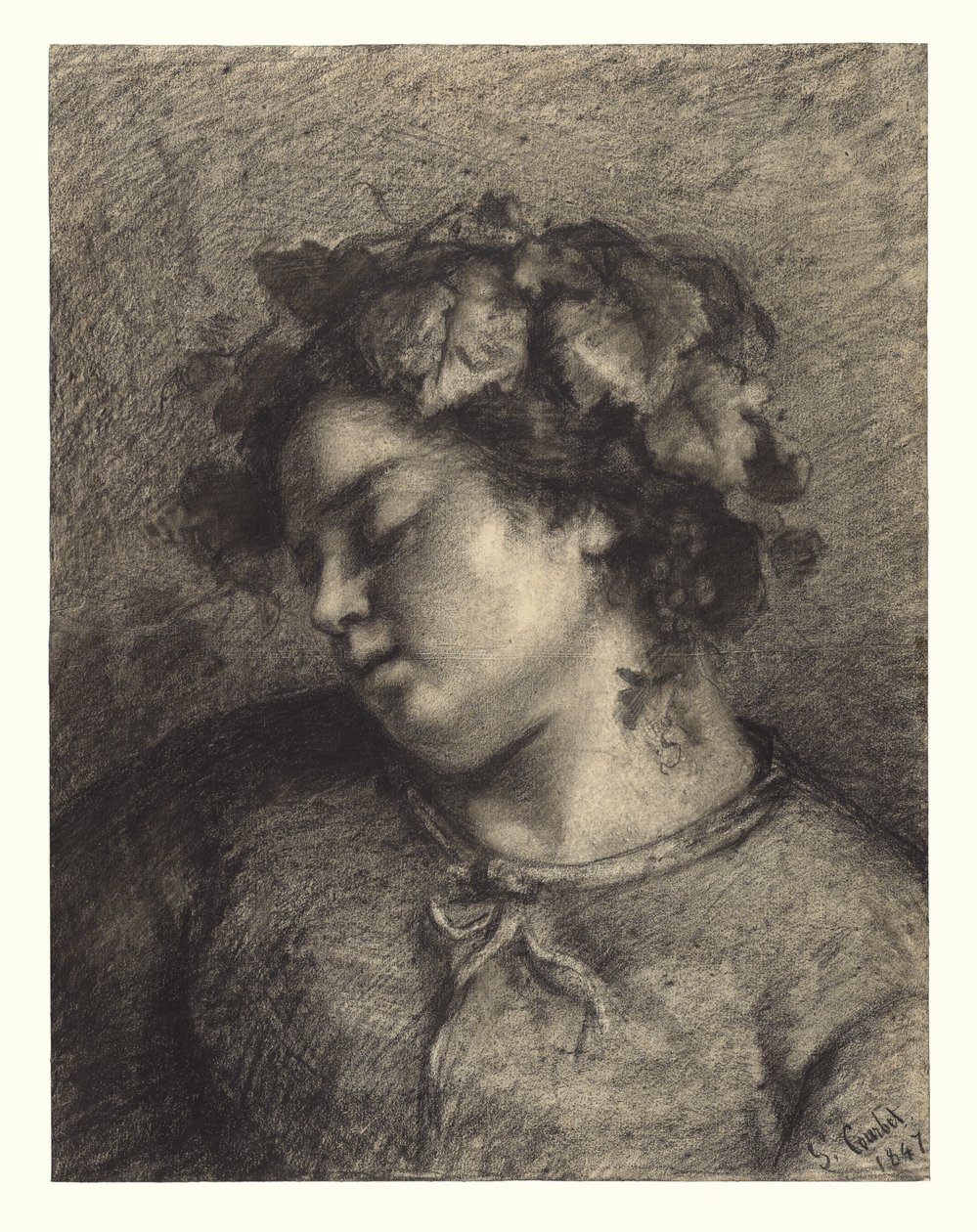 Kopf einer schlafenden Bacchantin von Gustave Courbet