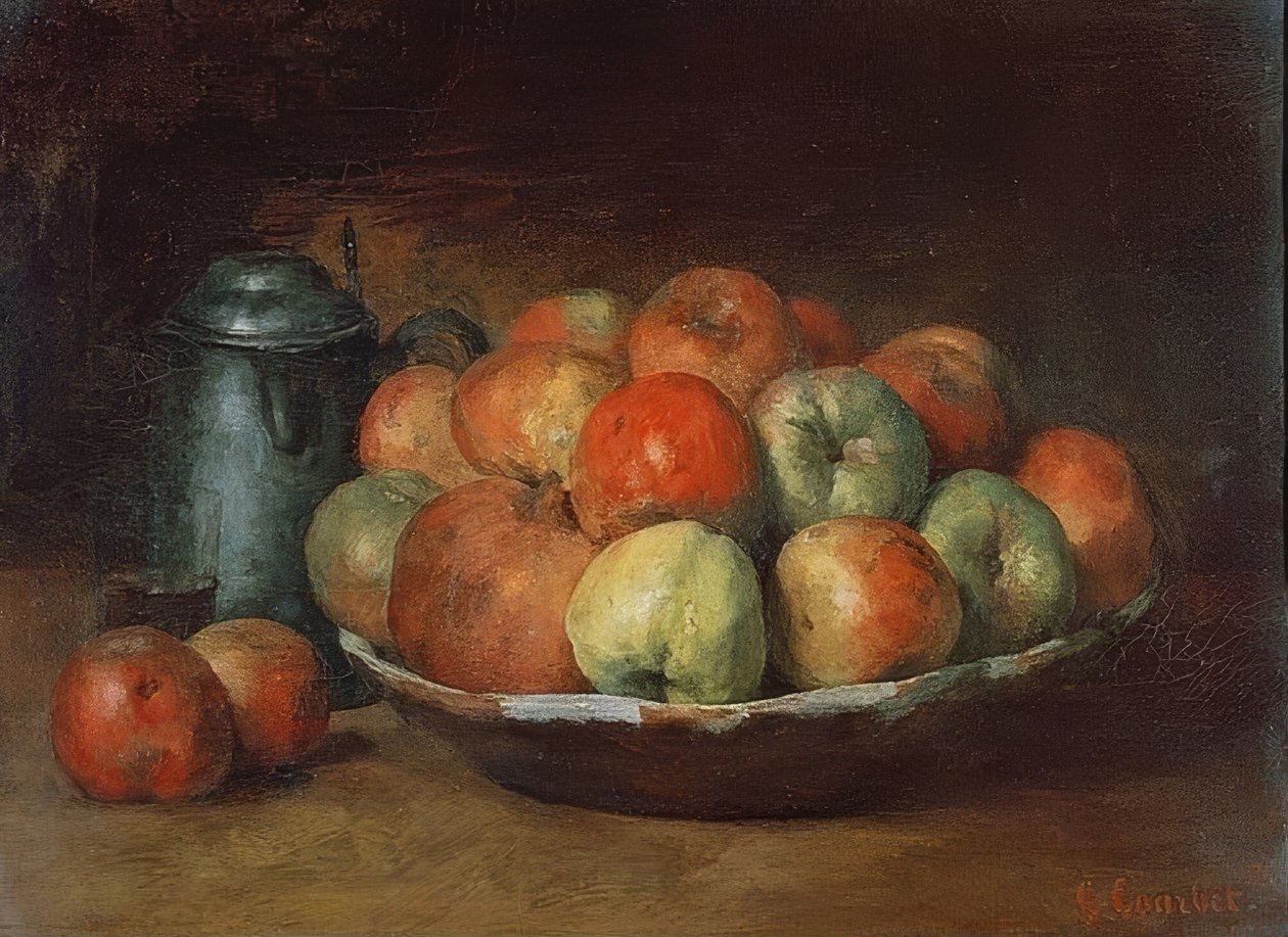 Stilleben mit Äpfeln und einem Granatapfel von Gustave Courbet