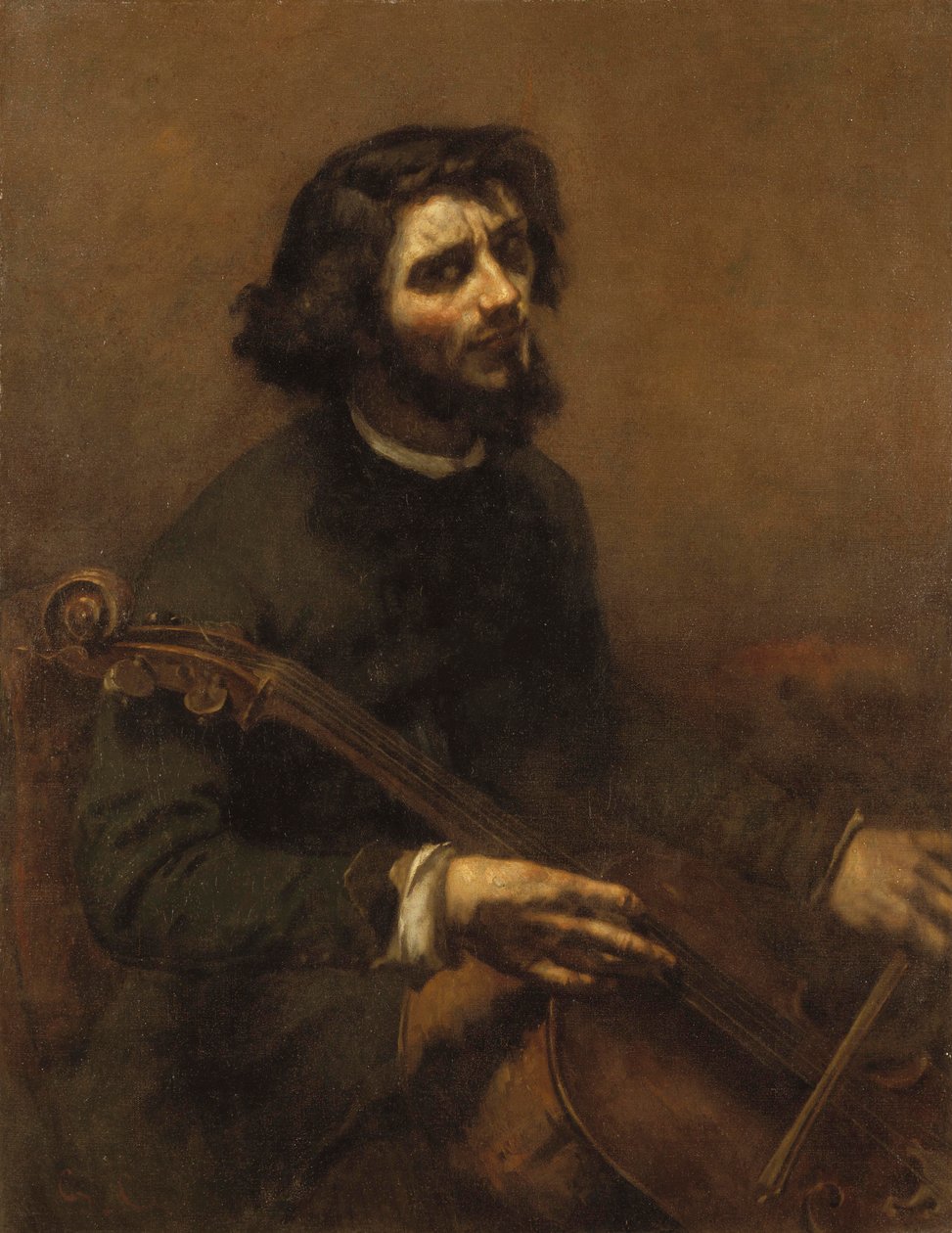 Der Cellist (Selbstporträt), 1847 von Gustave Courbet