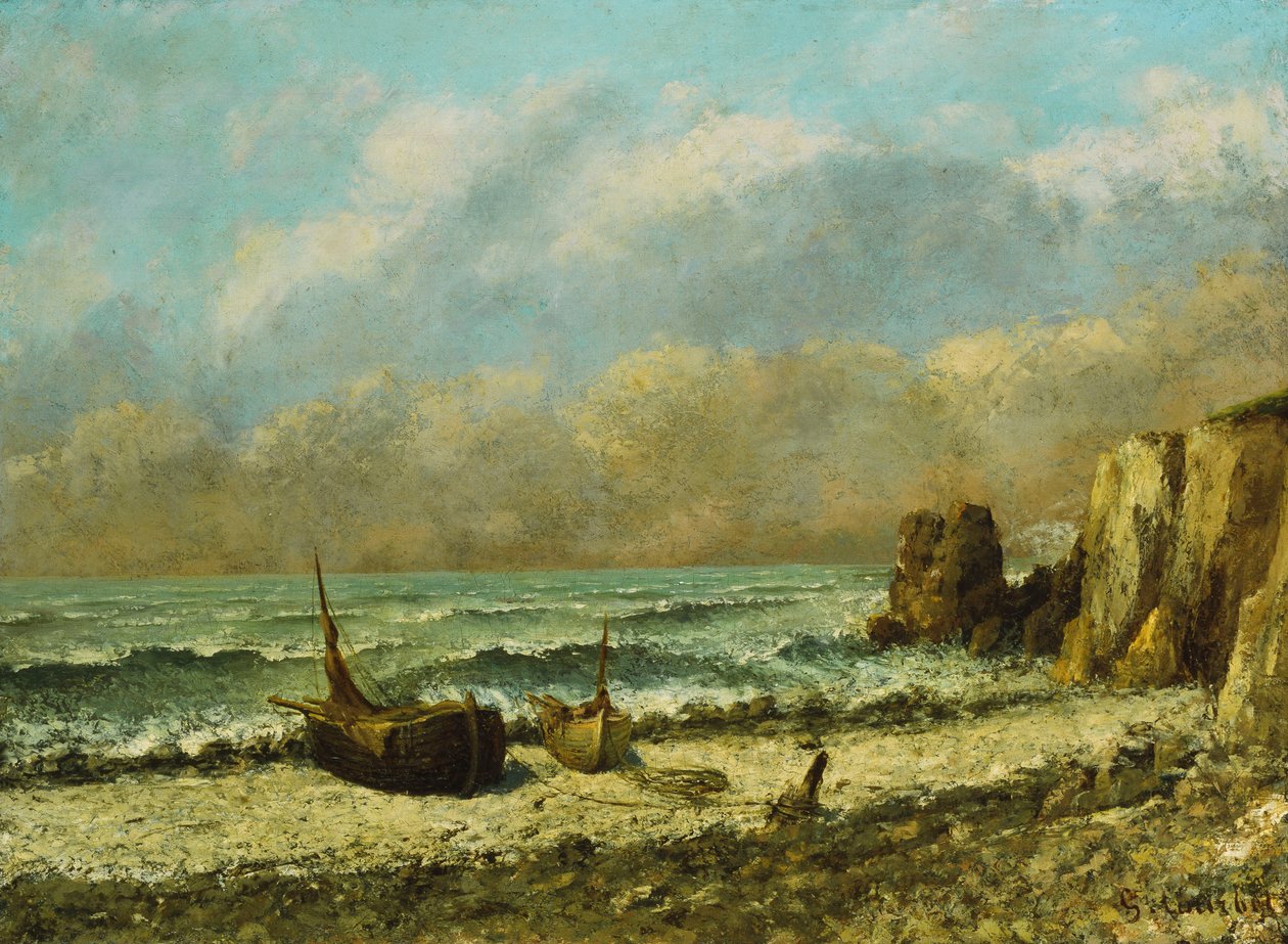 Zwei Boote am Strand von Gustave Courbet