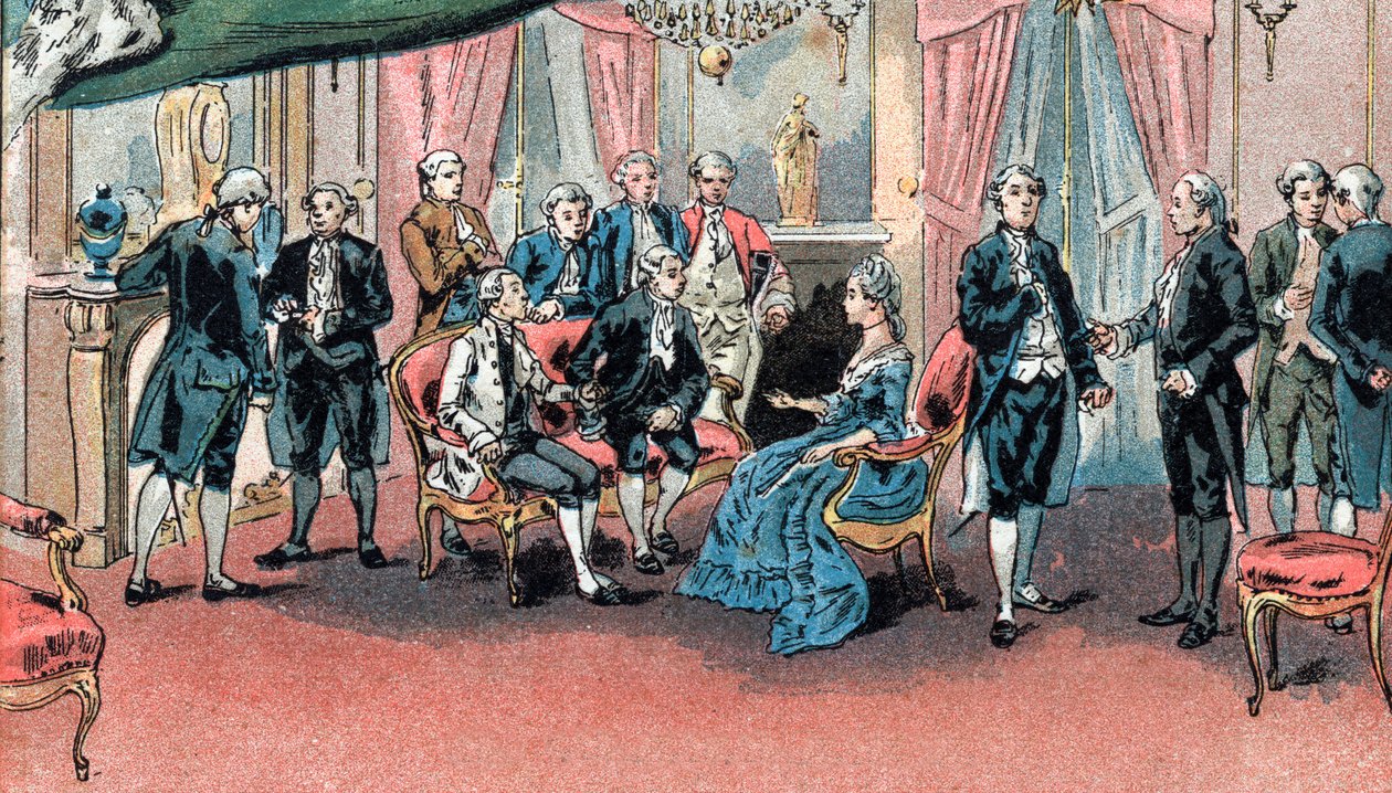Der Salon von Suzanne Curchod von Gustave Demoulin