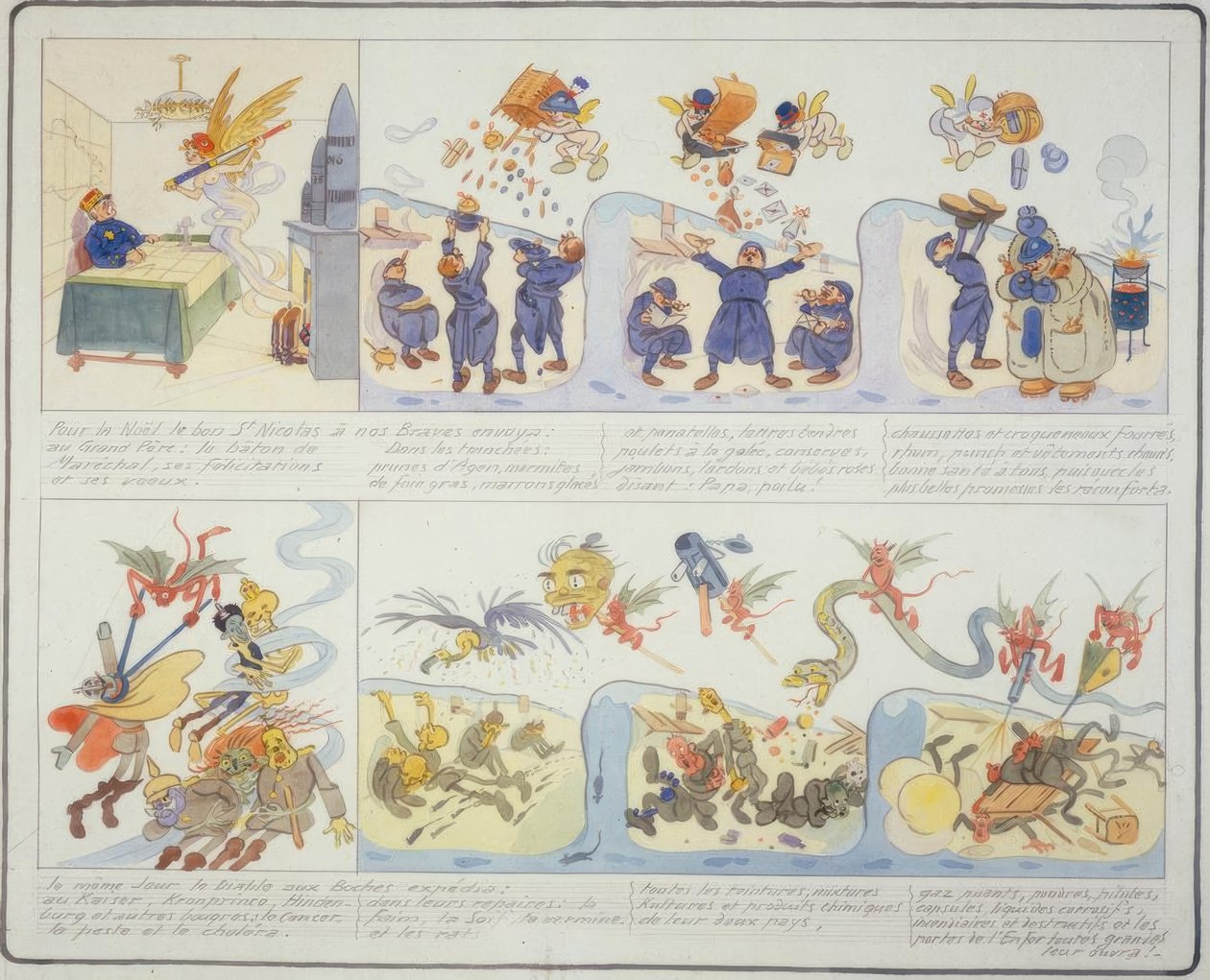 1. WK / Weihnachten 1916 / französische Karikatur von Gustave Wendt