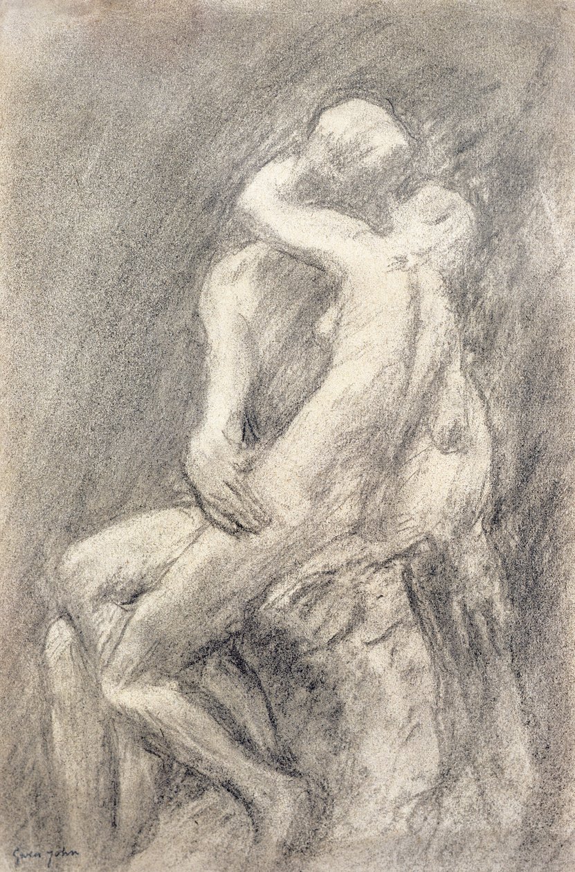 Eine Studie von Rodins Kuss in seinem Atelier von Gwen John