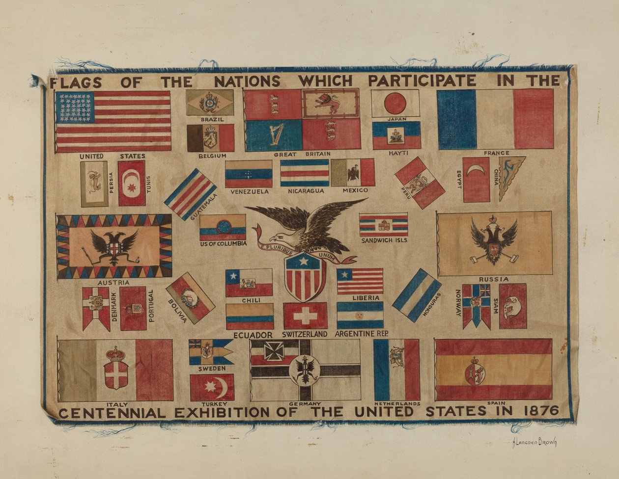 Hundertjahrfeier-Textil - Flagge von H. Langden Brown