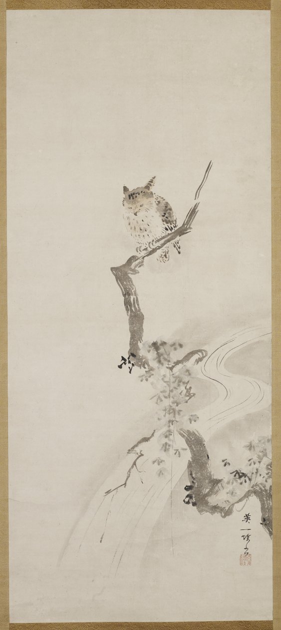 Eine Eule auf einem Baum, ca. 1710 von Hanabusa Itcho