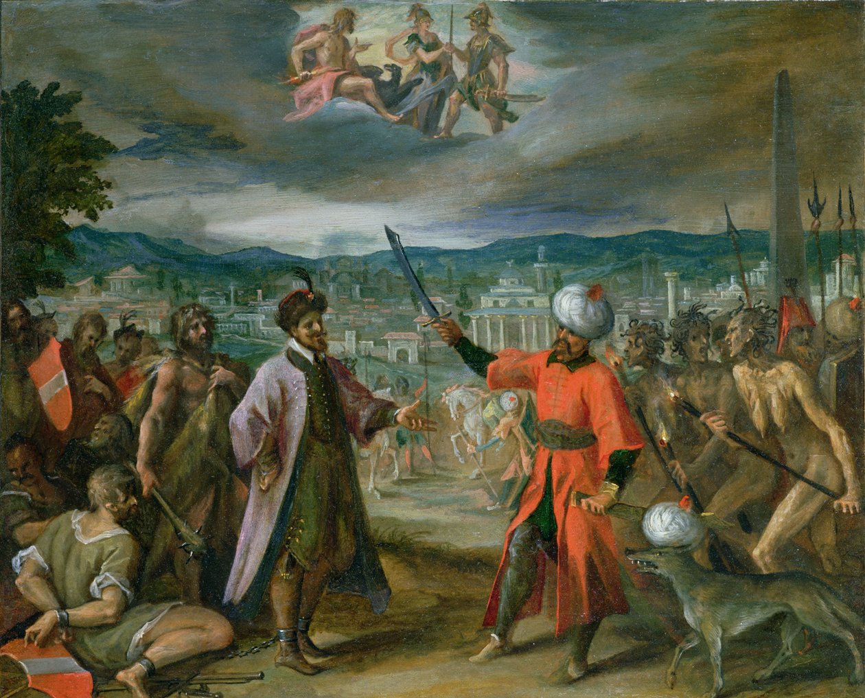 Allegorie der Türkenkriege: Die Kriegserklärung in Konstantinopel, 1603-4 von Hans von Aachen