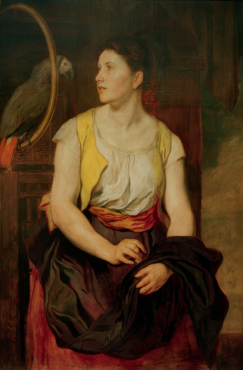 Mädchen mit Papagei von Hans Canon