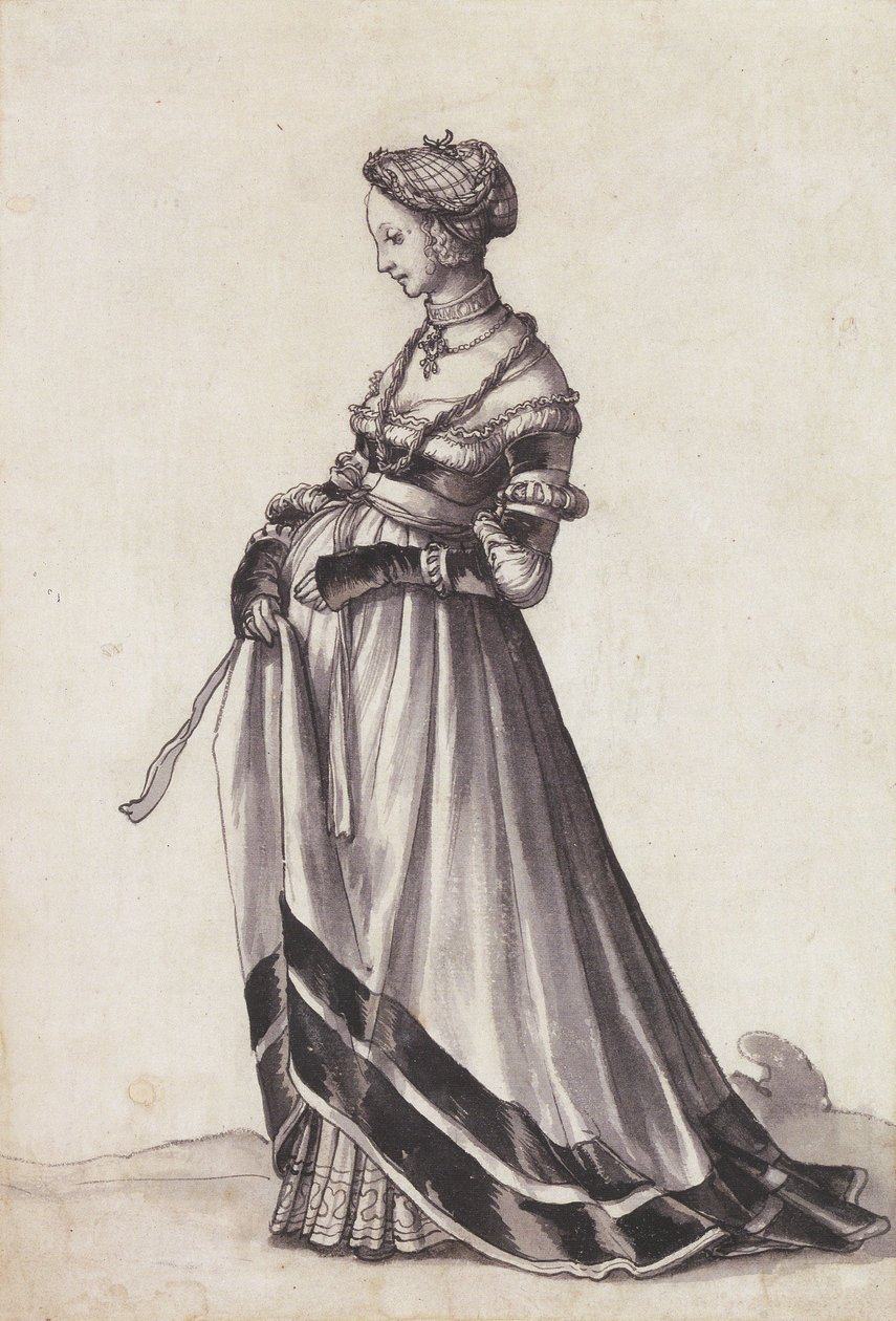 Basler Frau nach links gehend von Hans Holbein der Jüngere