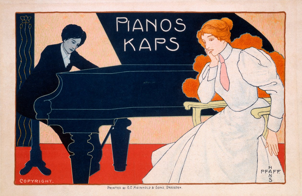 Werbung für Kaps Pianos, 1890er Jahre von Hans Pfaff
