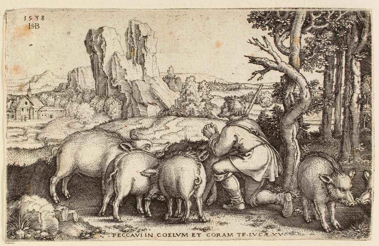 Der verlorene Sohn bei den Schweinen, 1538 von Hans Sebald Beham