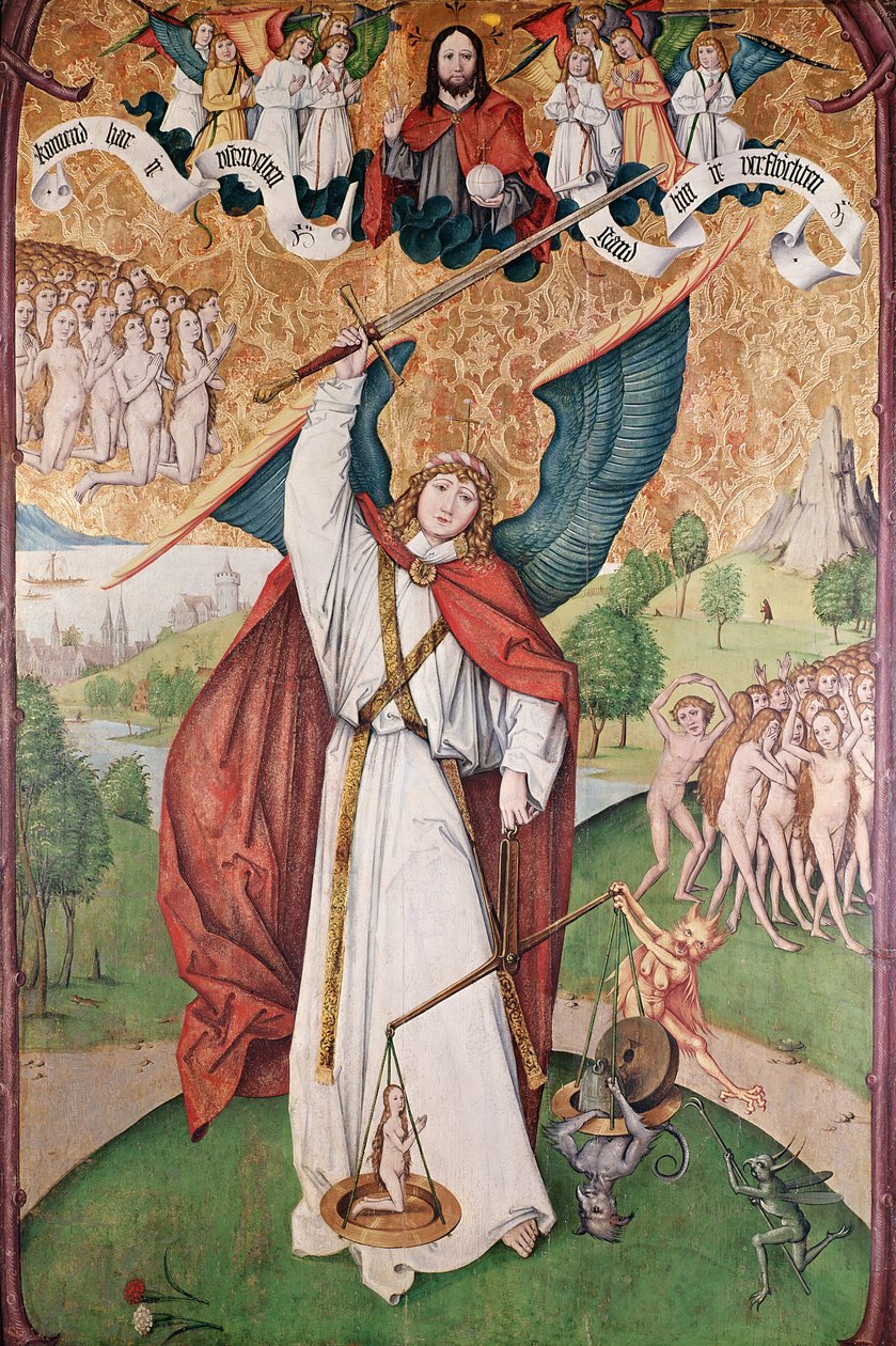 St. Michael wiegt die Seelen beim Jüngsten Gericht, ca. 1500 von Hans Leu