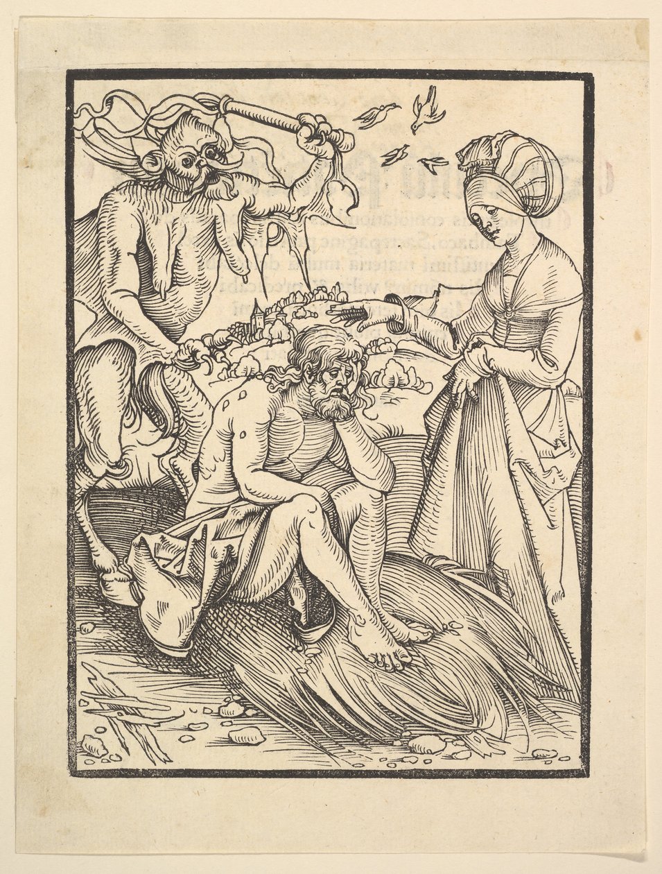 Hiob wird von einem Dämon versucht von Hans Baldung