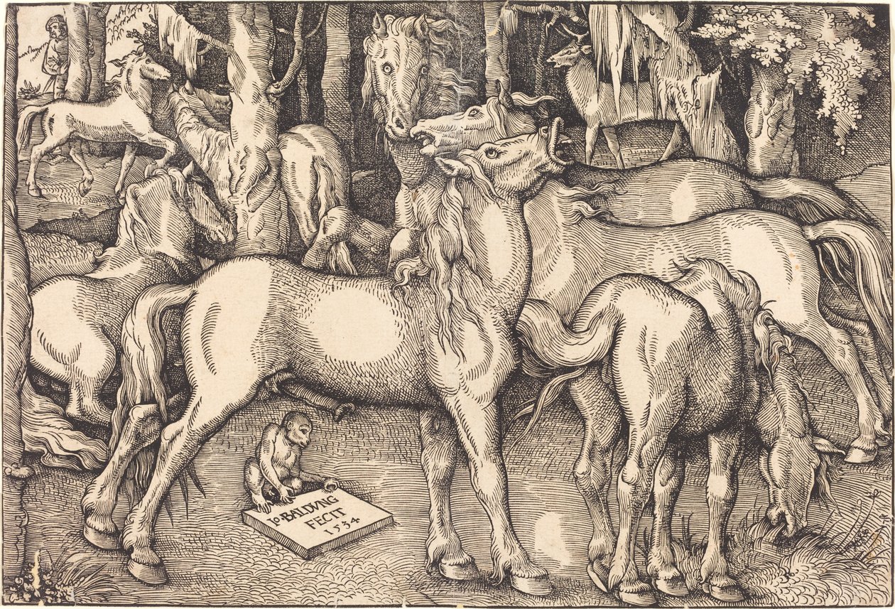 Gruppe von sieben Pferden von Hans Baldung Grien