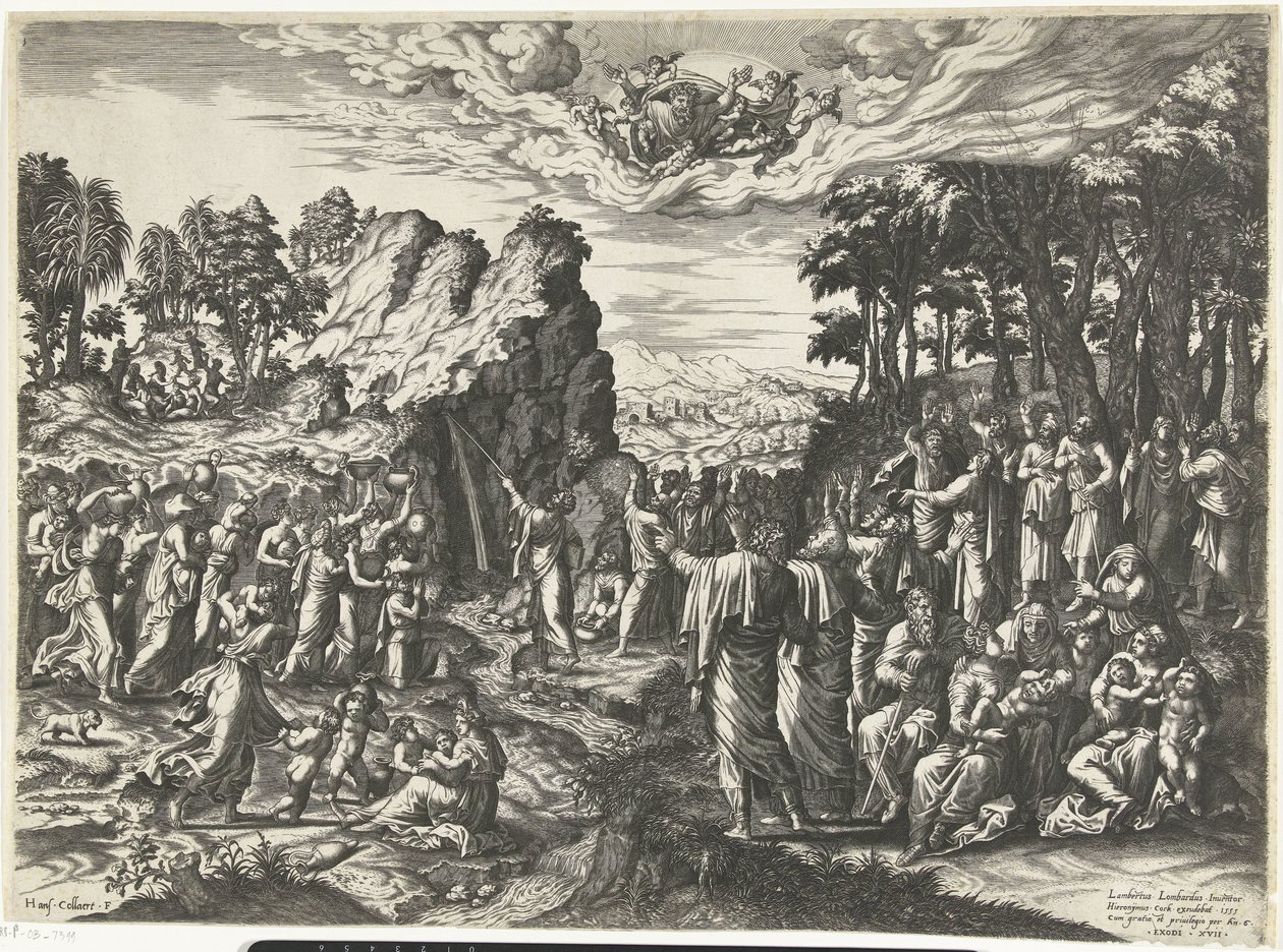 Moses schlägt Wasser aus dem Felsen von Hans Collaert (I)