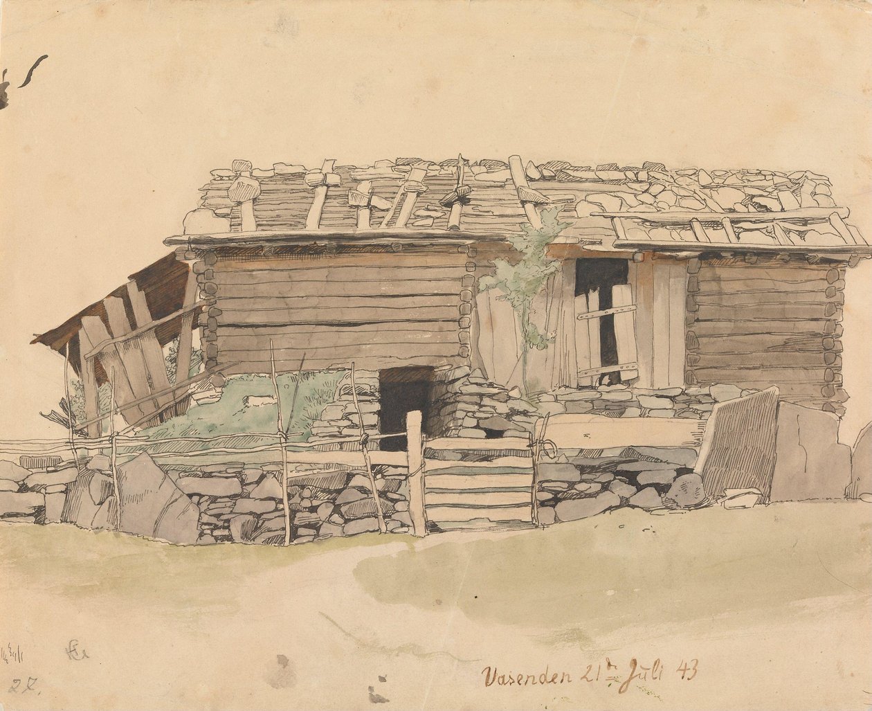 Scheune und Zaun, Vassenden von Hans Gude