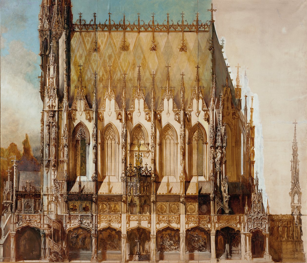 Gotische Grabkirche St. Michael, Seitenansicht von Hans Makart