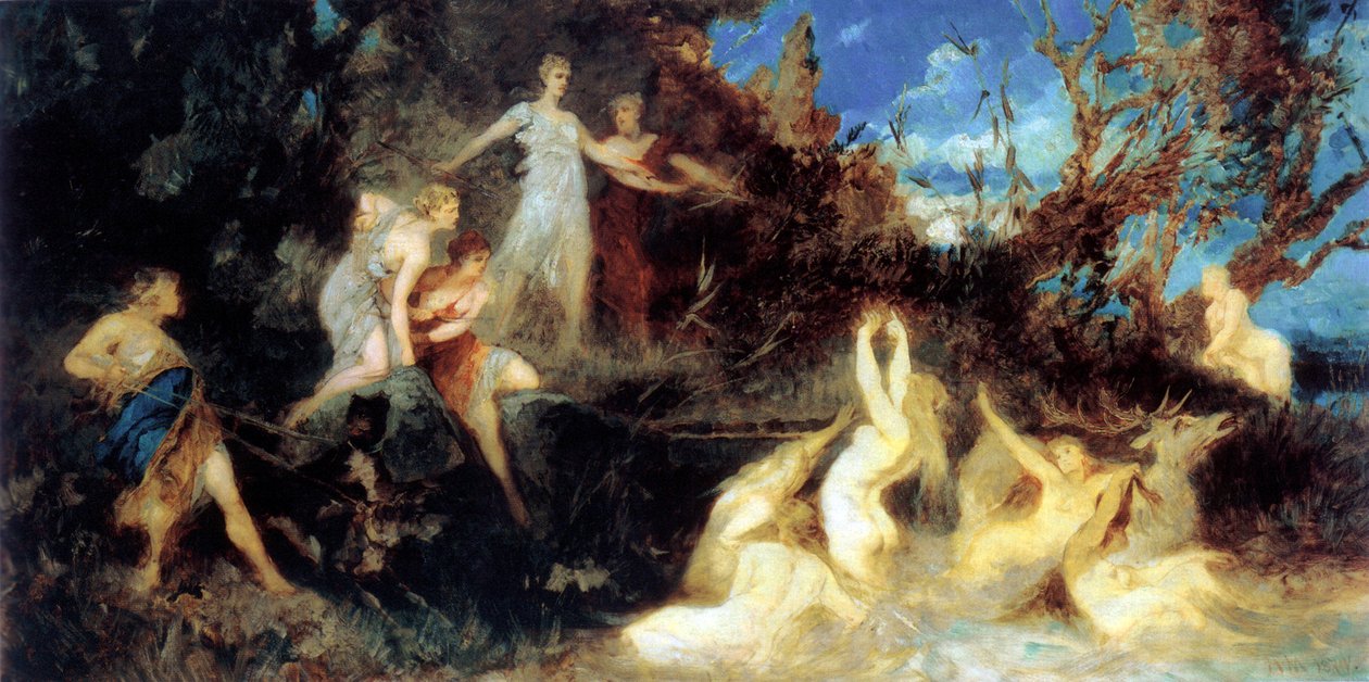 Die Jagd der Diana, Studie, 1879 von Hans Makart