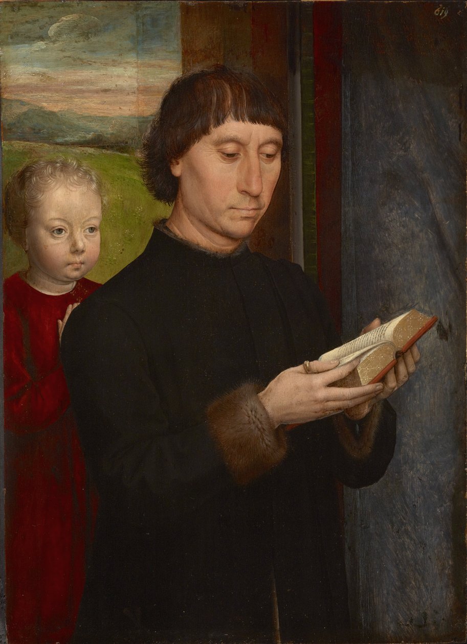 Porträt eines lesenden Mannes von Hans Memling