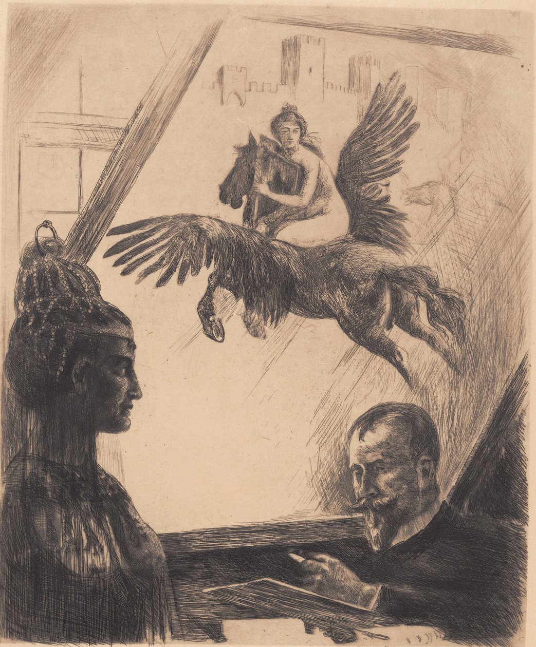 Allegorisches Selbstporträt von Hans Nikolaj Hansen