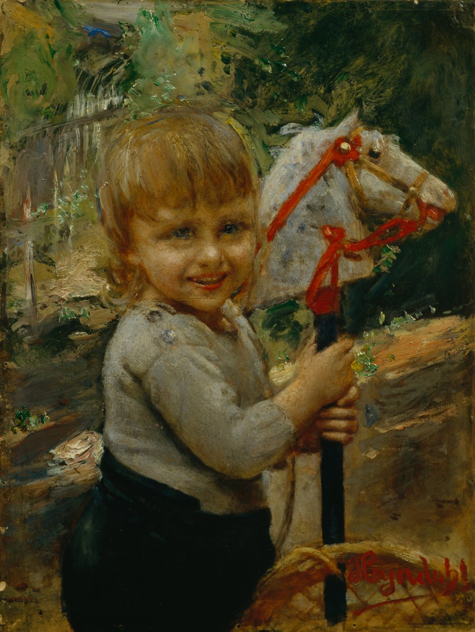 Junge mit Steckenpferd von Hans Olaf Heyerdahl