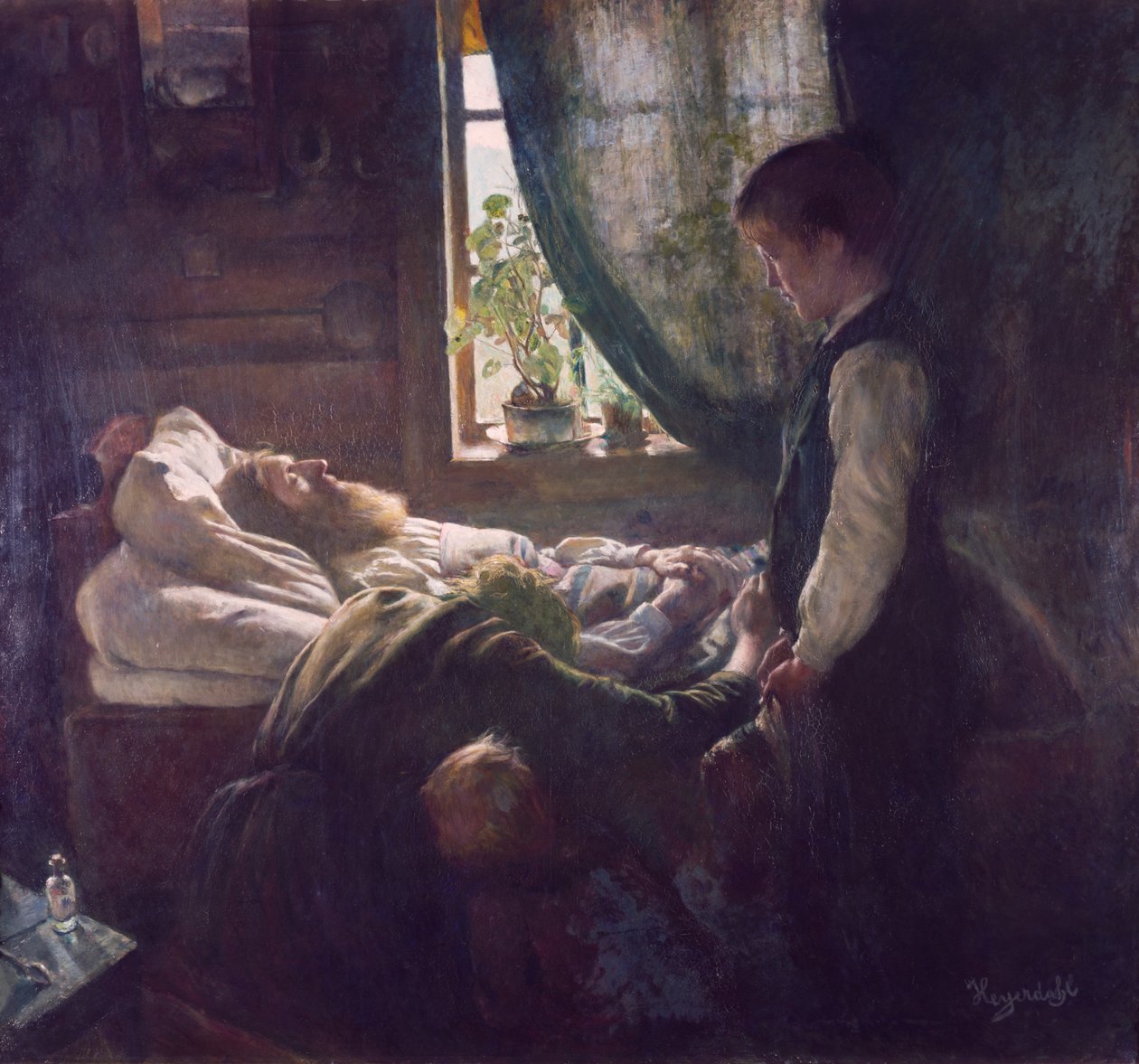 Das Sterbebett des Arbeiters von Hans Olaf Heyerdahl