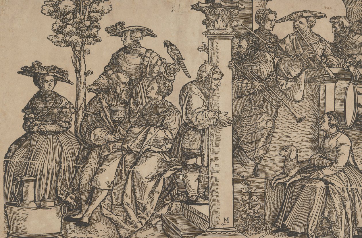Musiker und Zuschauer von Hans Schäufelein the Elder