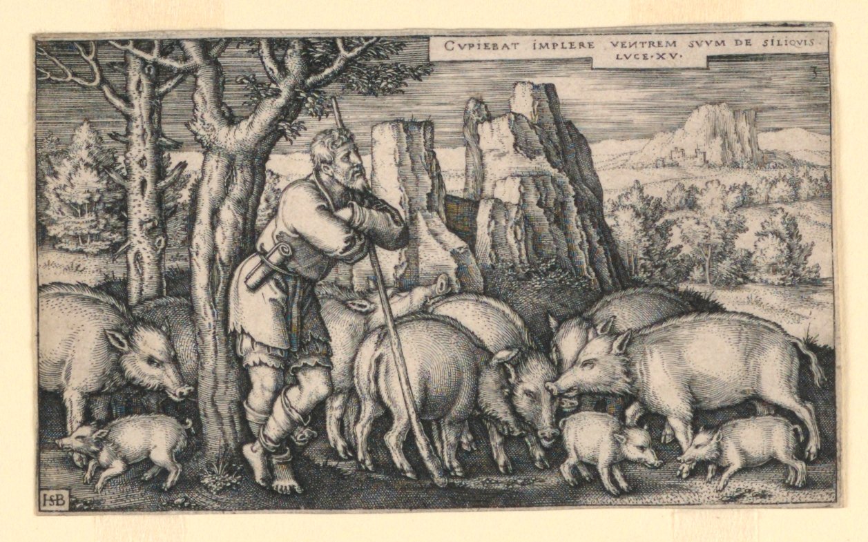 Der verlorene Sohn unter den Schweinen von Hans Sebald Beham