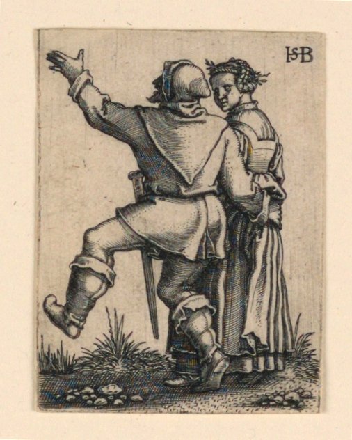 Die Hochzeitsprozession: Paar tanzt nach links von Hans Sebald Beham
