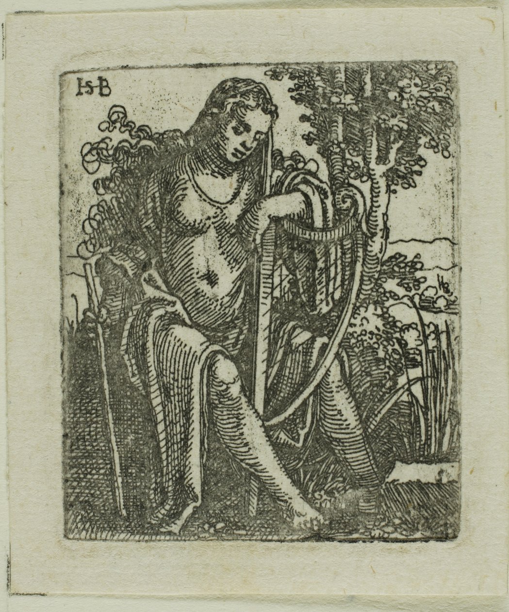 Frau mit einer Harfe von Hans Sebald Beham