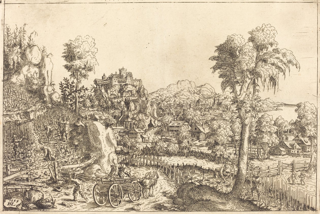 Landschaft mit einem Weinberg, 1559 von Hans Sebald Lautensack
