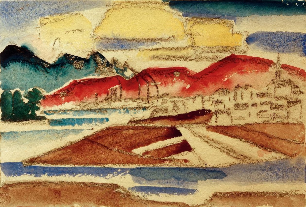 Landschaft mit roten Bergen von Hans Thuar