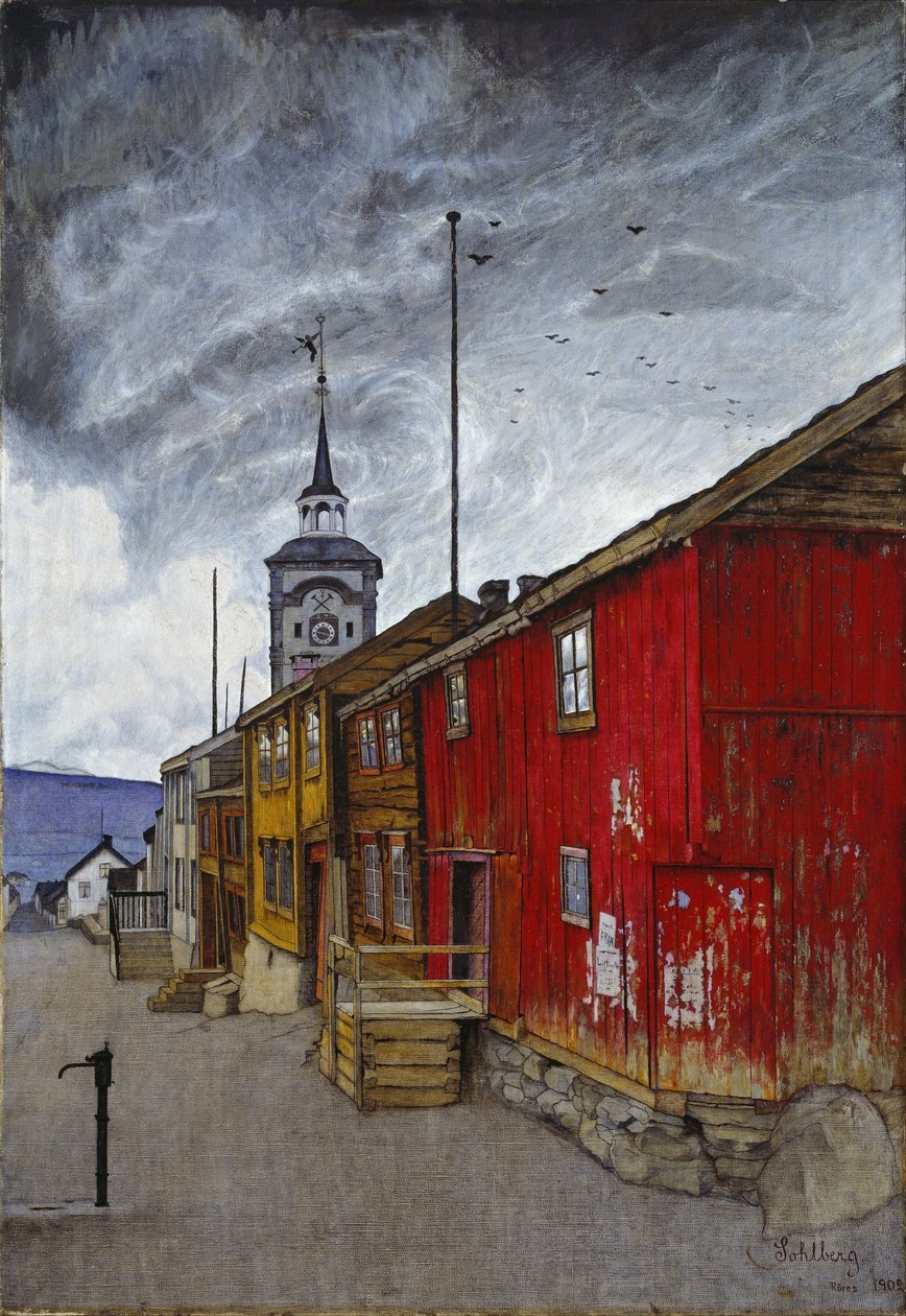 Straße in Røros von Harald Oscar Sohlberg