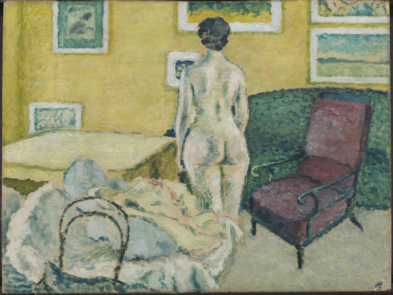 Interieur mit stehendem Akt von Harald Giersing