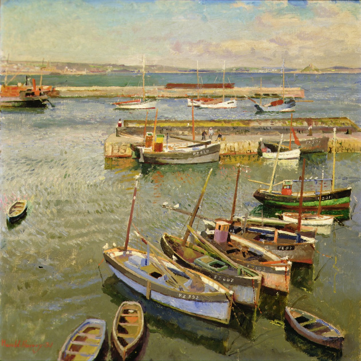 Boote, Newlyn Hafen von Harold Harvey