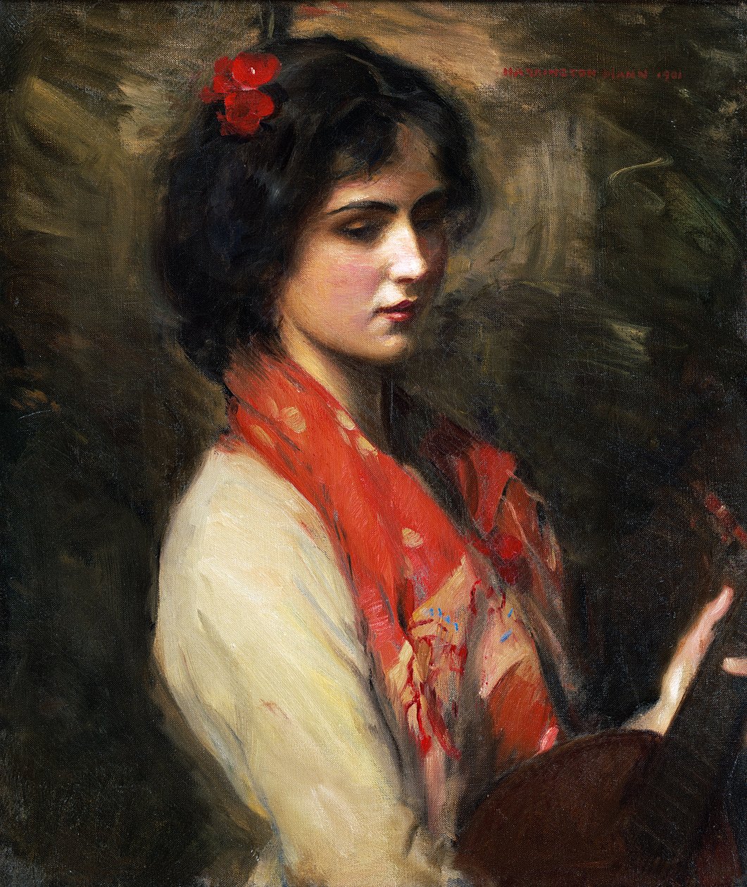 Junge Frau mit Mandoline von Harrington Mann