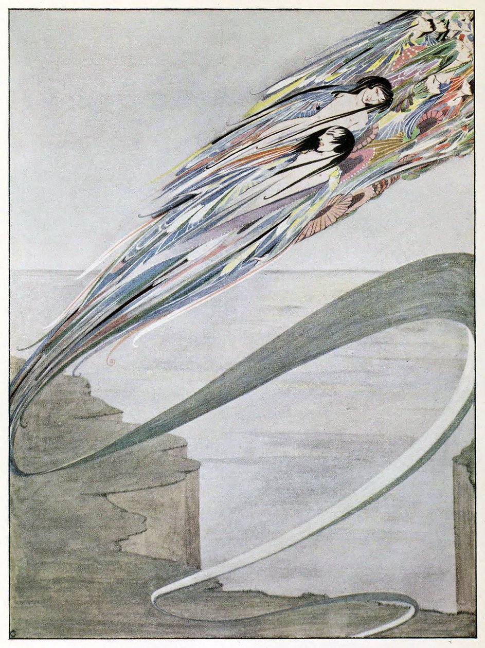 Ich bin geboren aus tausend Stürmen und grau von den rauschenden Regen, aus The Years at The Spring, veröffentlicht 1920 von Harry Clarke