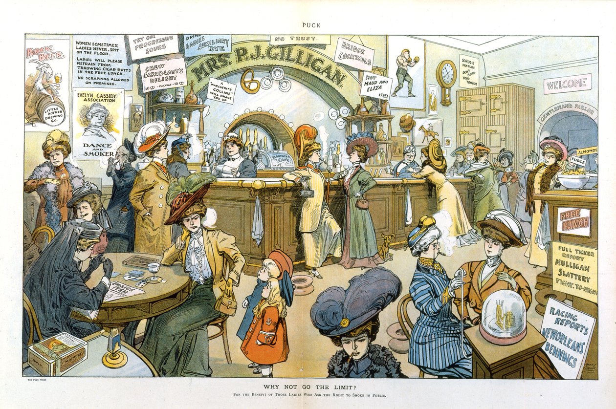 Warum nicht das Limit gehen? Zum Nutzen der Damen, die das Recht fordern, in der Öffentlichkeit zu rauchen, 1908 von Harry Grant Dart