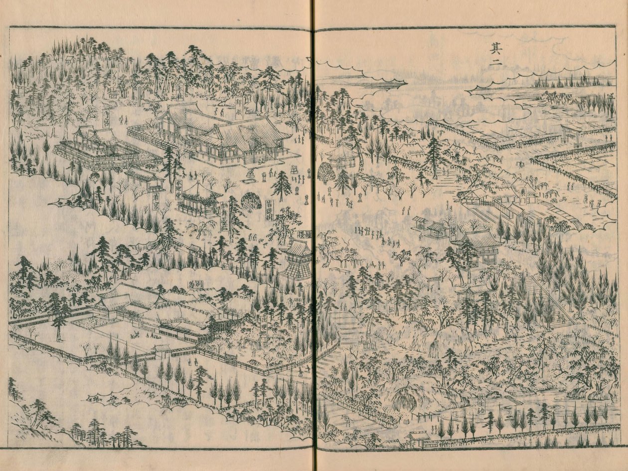 Takata Hachimangū-Schrein in Edo Meisho Zue Band 4 (Buch 11) von Hasegawa Settan