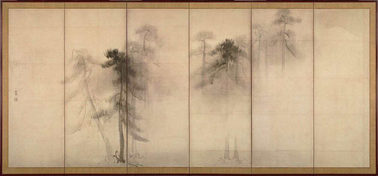 Kiefernwald (linke Seite) von Hasegawa Tohaku