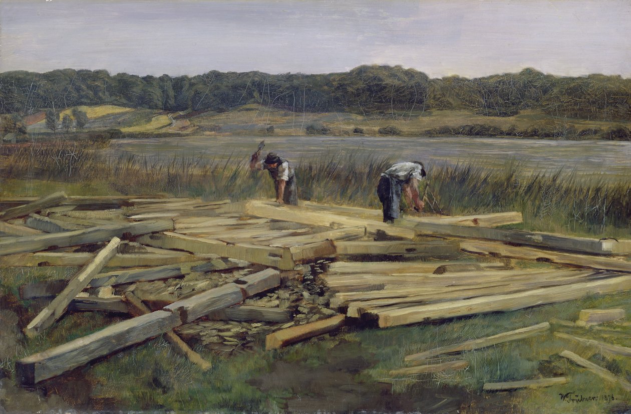Baustelle am Wesslingersee, 1876 von Heinrich Wilhelm Truebner